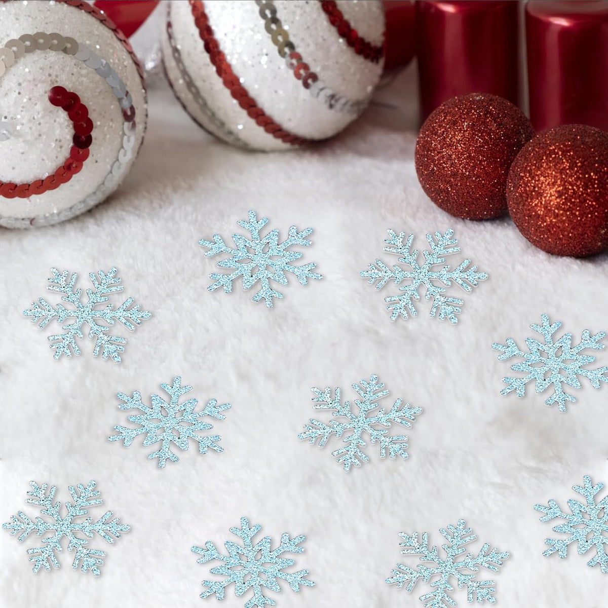 200PC Blue Glitter Snowflake Confetti Winter Wonderland Table Decorations Snowflakes Table Scatter