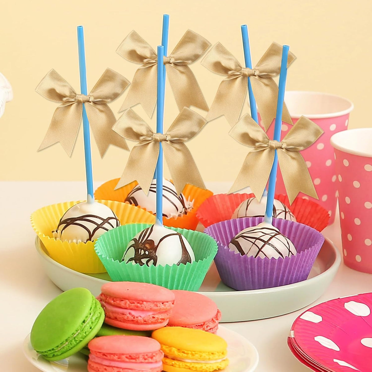 Feluwi Golden Gift Wrap Bows (50 Pcs) - 3.3 Inch Elegant Plastic-Free Bows for Christmas Gifts