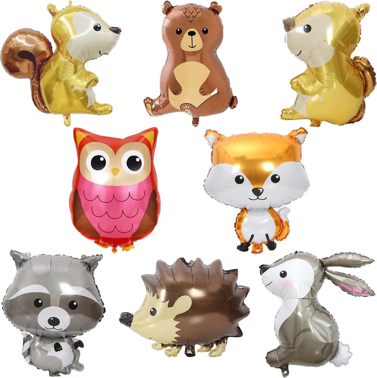 8 PCS Woodland Animal Balloons Forest Animals Foil Mylar Balloon for Woodland Themed Baby