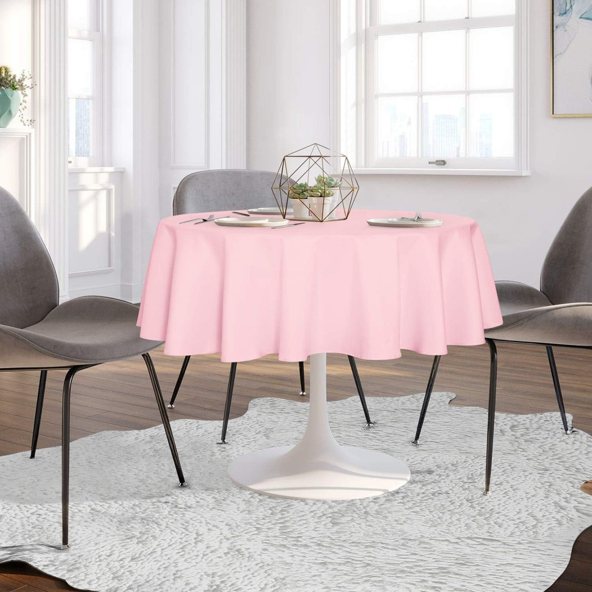 sancua Round Tablecloth - 70 Inch - Water Resistant Spill Proof Washable Polyester Table Cloth