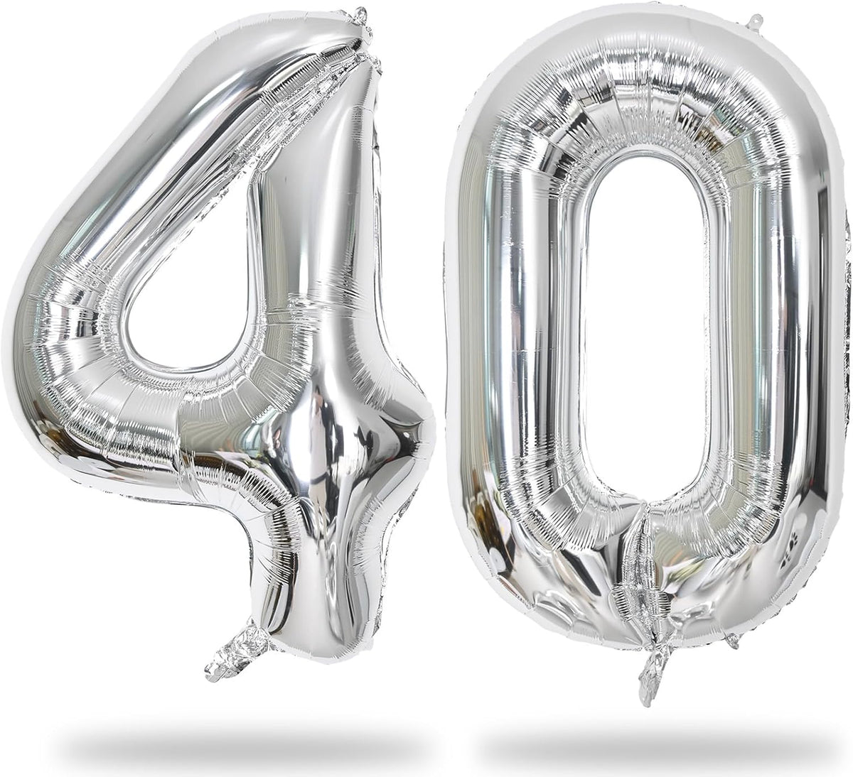 40 Balloons Silver, Giant Number 4 & 0 Helium Foil Balloon for Women 40th Birthday Decor, 40'' Self