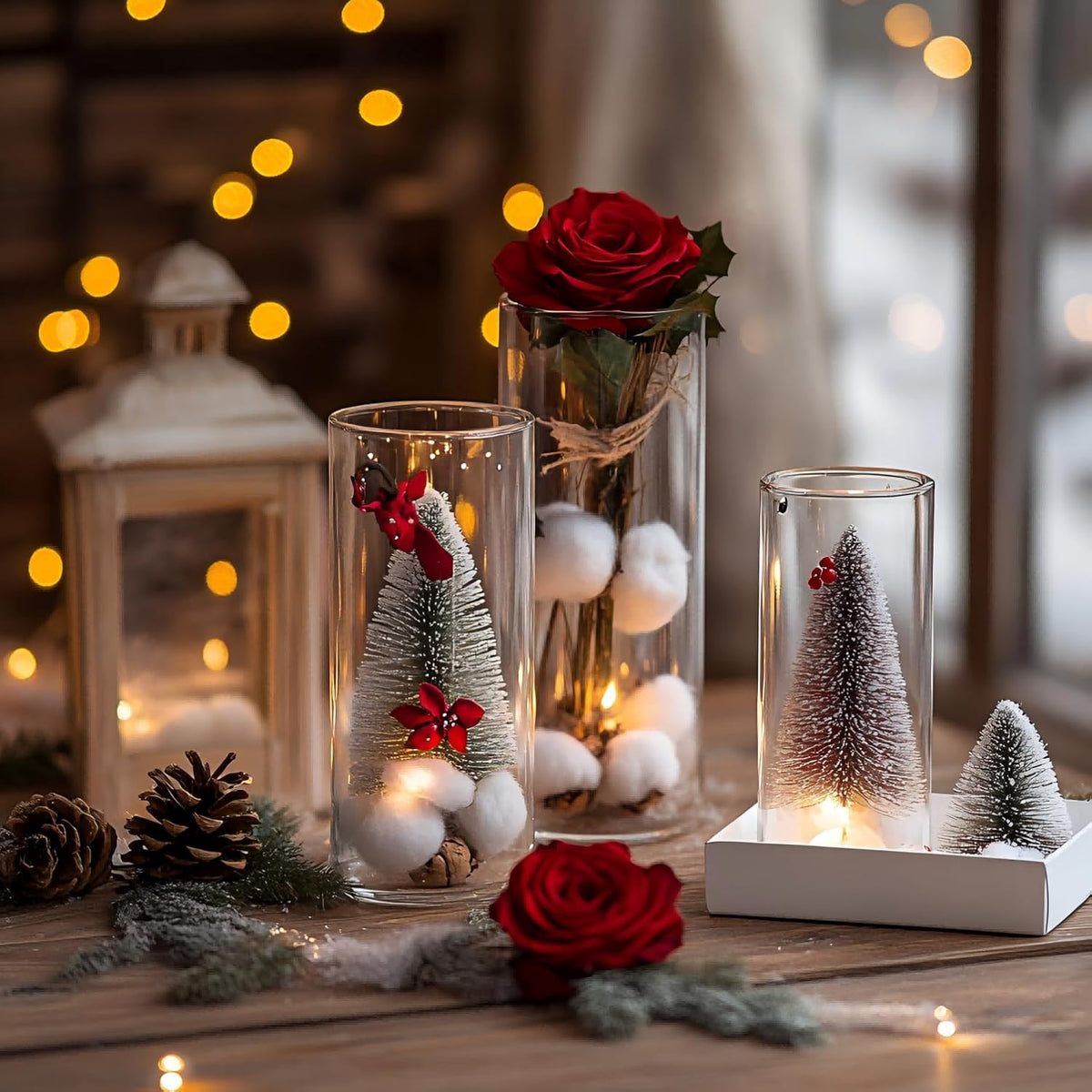 12Pcs Glass Cylinder Vases 8 Inch Tall Clear Flower Vases for Centerpieces Wedding Decoration