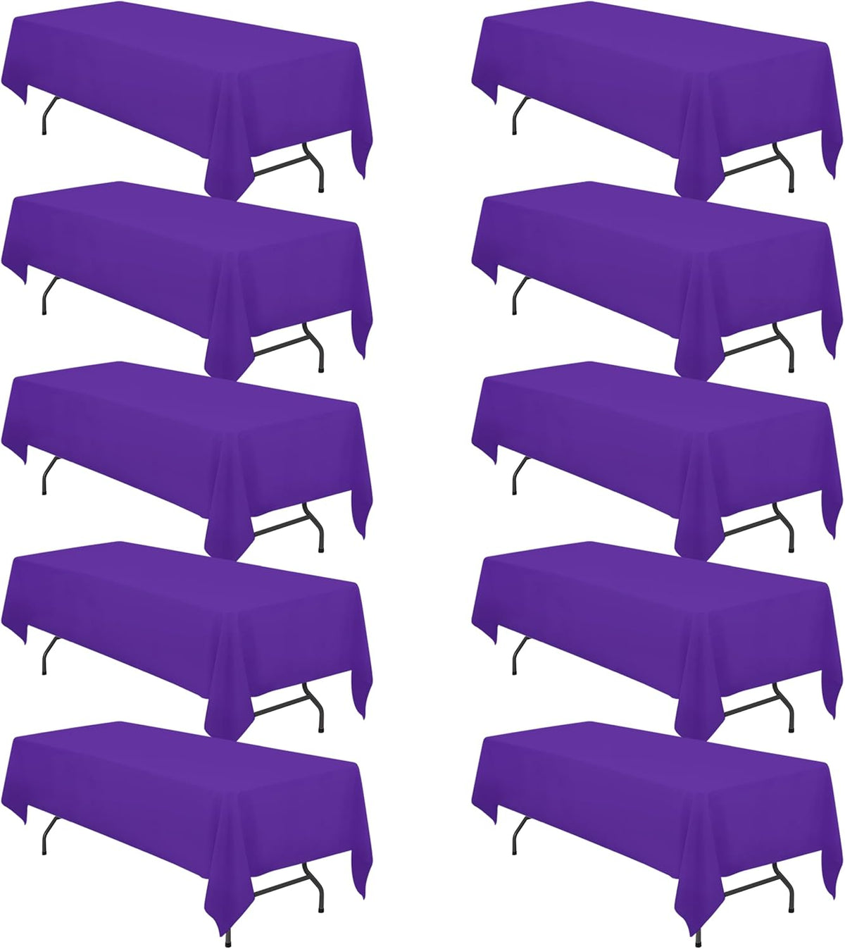BRILLMAX 10 Pack Purple Tablecloths for 8 Foot Rectangle Tables 60 x 126 Inch - 8ft Rectangular