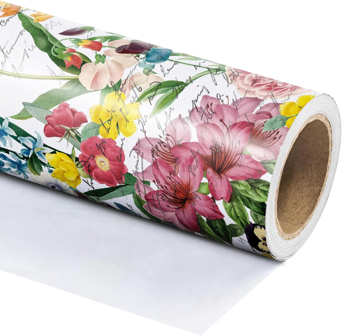 WRAPAHOLIC Floral Wrapping Paper Roll - Mini Roll - 17 Inch x 9.8 Feet - Garden Flower Wrapping