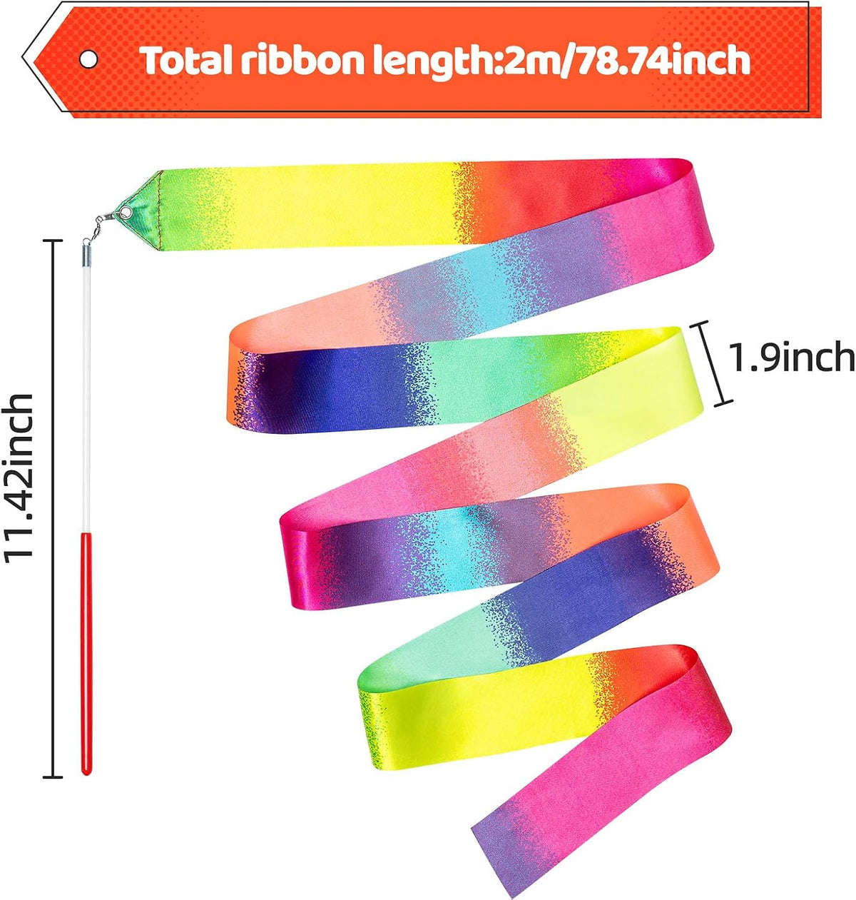 20 Pack Ribbon Dancer Wands for Kids,Rainbow Streamers Dance Ribbon,Party Favors Goodie Bags
