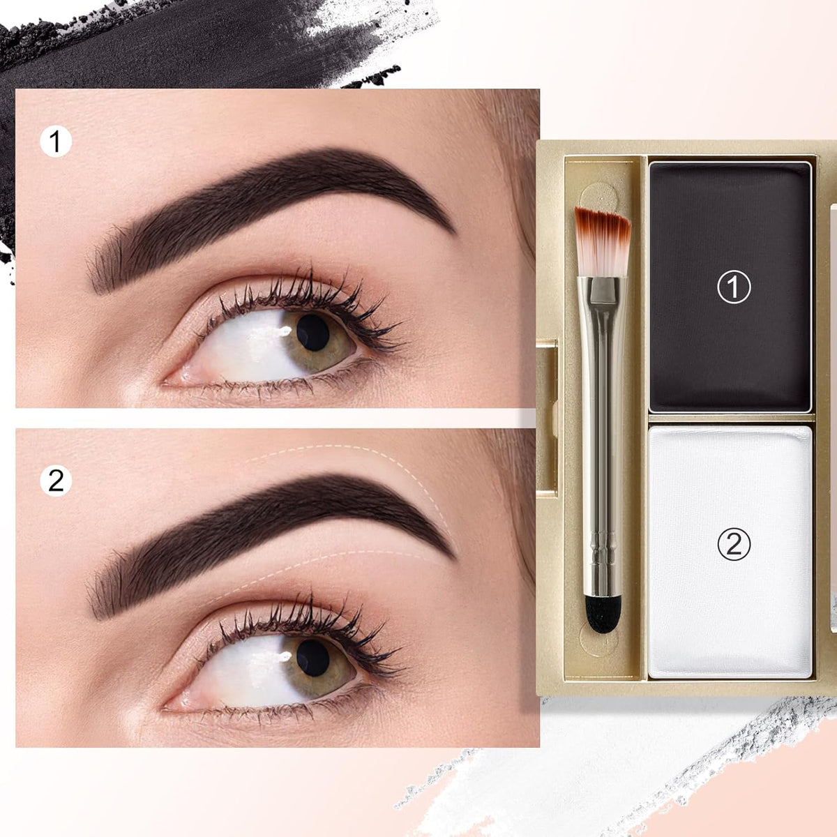 Boobeen Eyebrow Powder Kit, 2-color Waterproof Eyebrow Palette Makeup to Definer & Filler Brows