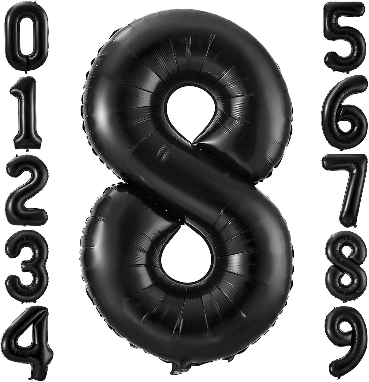 Black 8 Balloon Number,40 Inch Number 8 Balloon Large Black 8 Foil Mylar Helium Balloon for