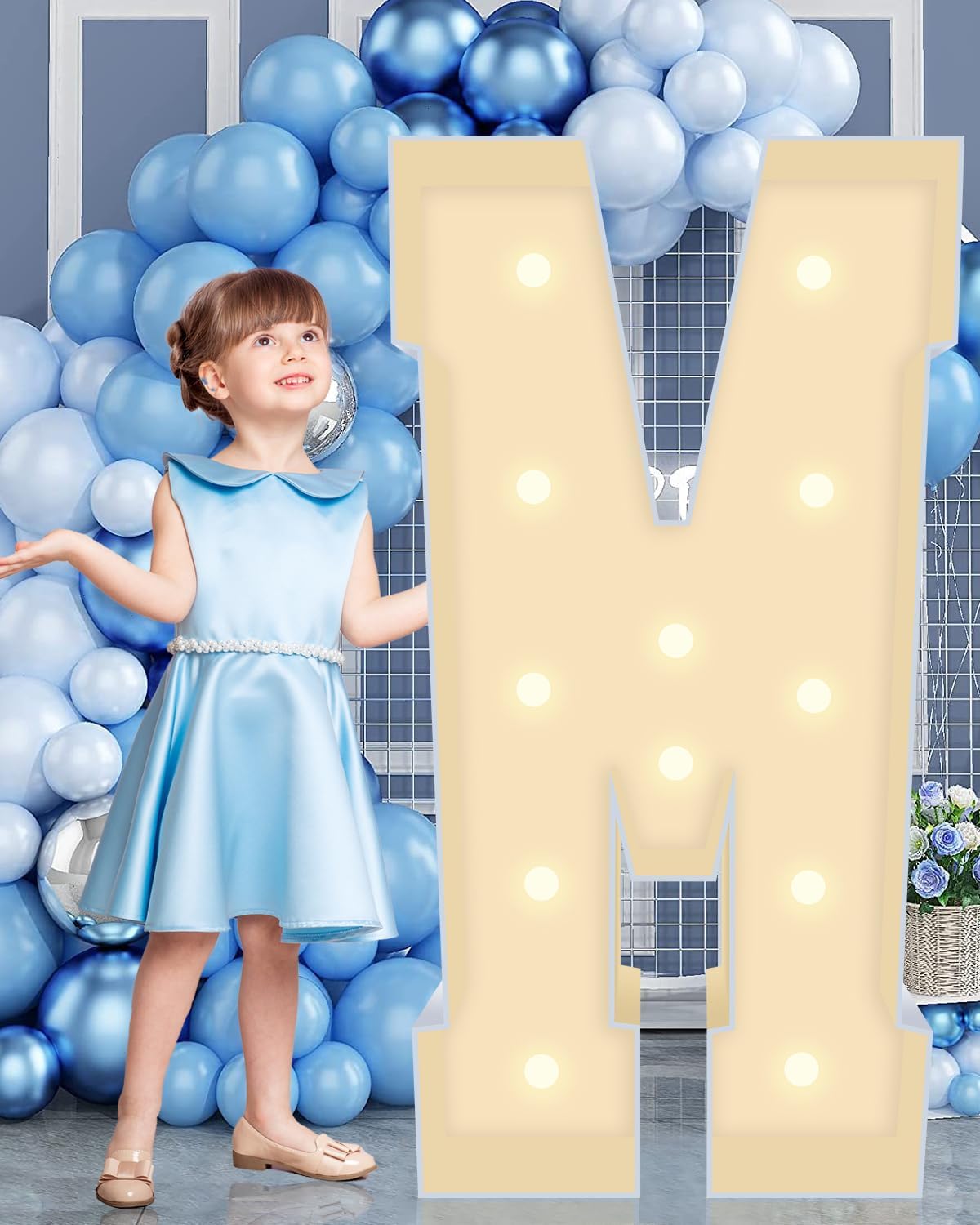 4FT Marquee Plastic Letters M - Light up Letters M Are Made from Corrugated Plastic Board - Quick