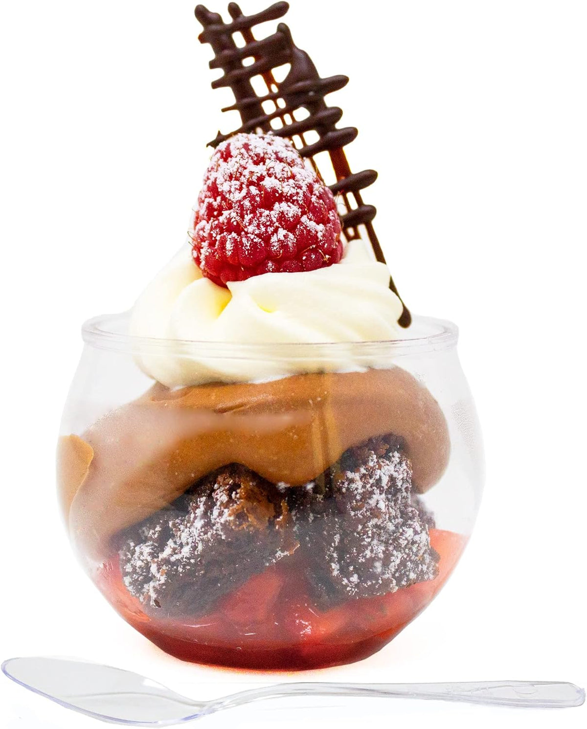 48 Pack 3 oz. Sphere Mini Dessert Cups With Spoons Parfait Professional-Grade Recyclable Clear
