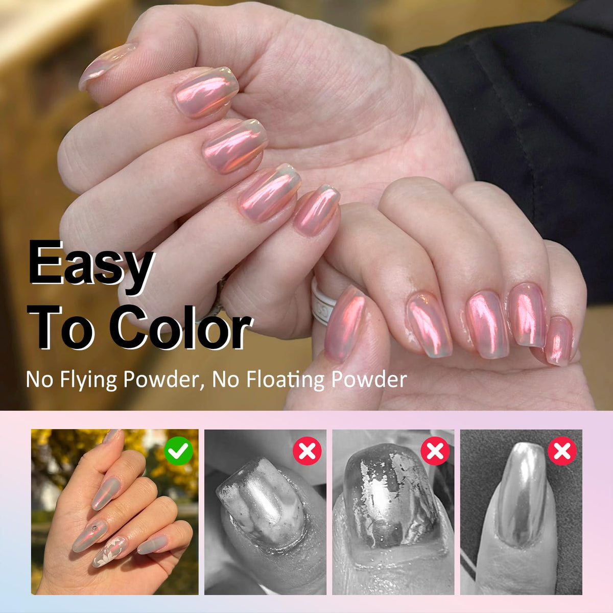 Upgrade Orange Chrome Nail Powde: 1Pcs Glazed Magic Mermaid White Chrome Nail powder,Aurora