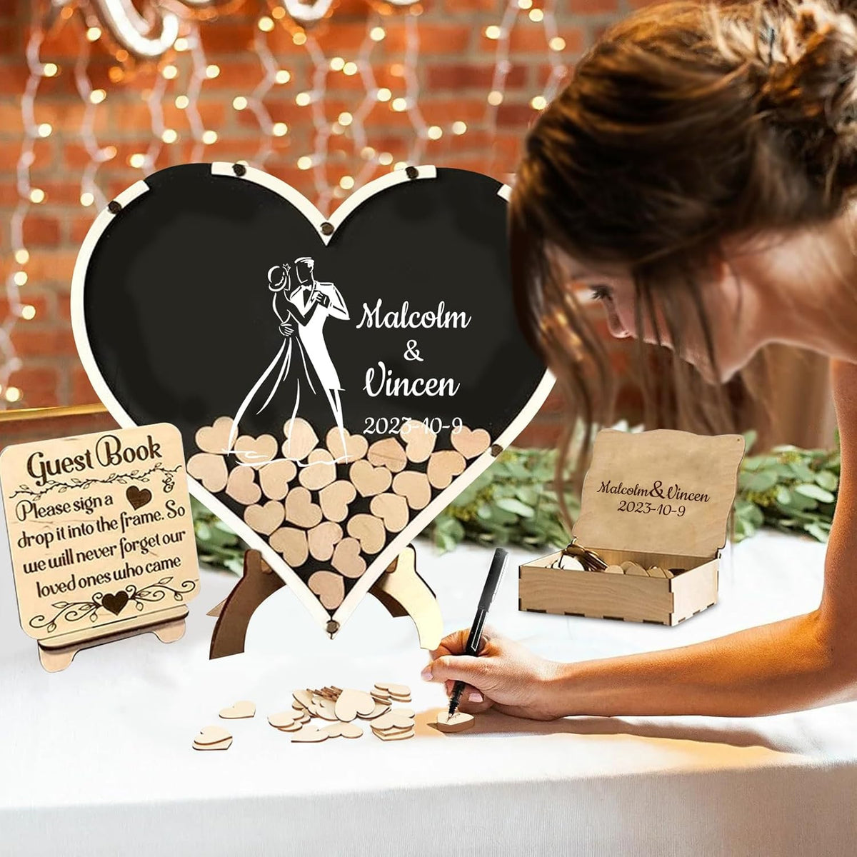 Personalized Wedding Guest Book Alternative Custom Name & Date Guestbook Sign Customized Guest Book