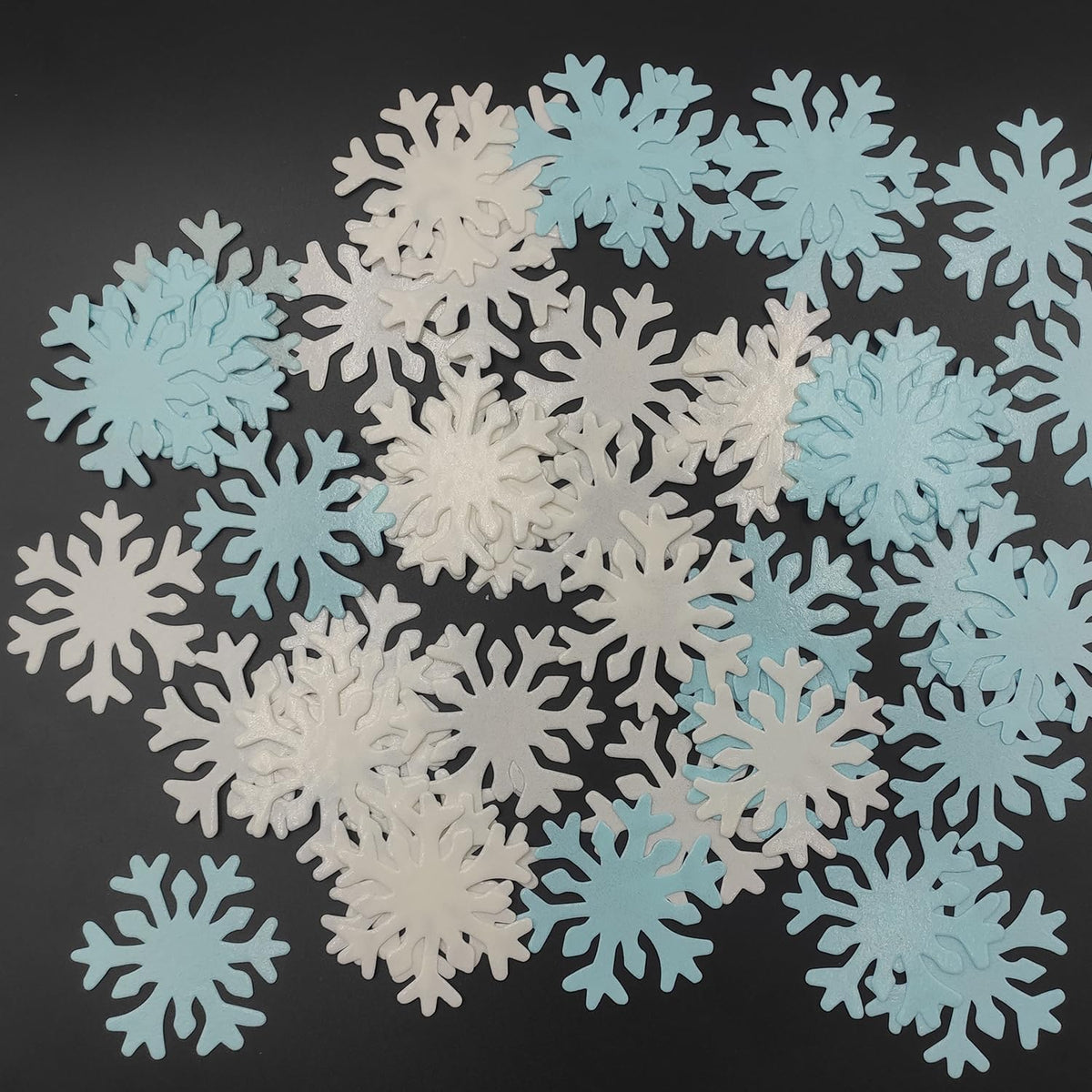 50pcs Edible Snowflakes for Cake Decorating Cupcake Toppers for Christmas Winter frozen Theme
