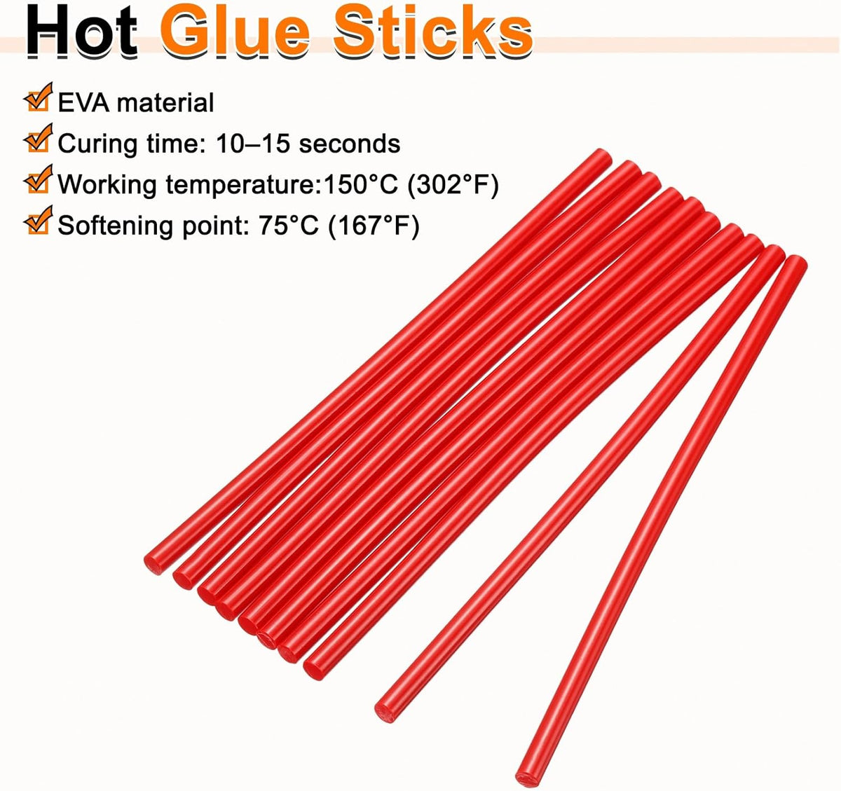 HARFINGTON 10pcs Hot Glue Sticks 0.28" Dia x 11.81" Long EVA Mini Hot Melt Adhesive Glue Stick for