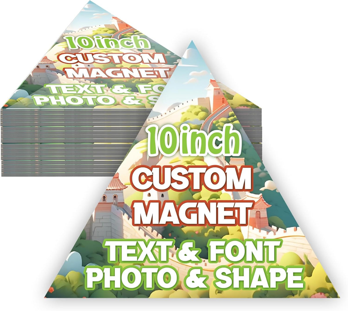 KETABAO – 10" Personalized Car and Refrigerator Triangle Photo Magnets - Create Customized Photo