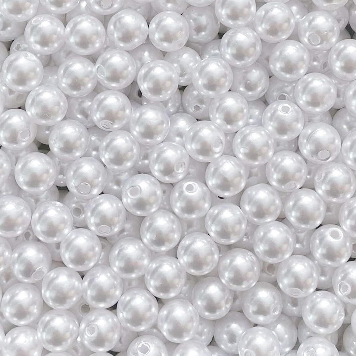 500pcs Pearl Beads Bulk,10mm White Faux Pearl Bead with Holes for Craft Plastic Bracelet Necklace