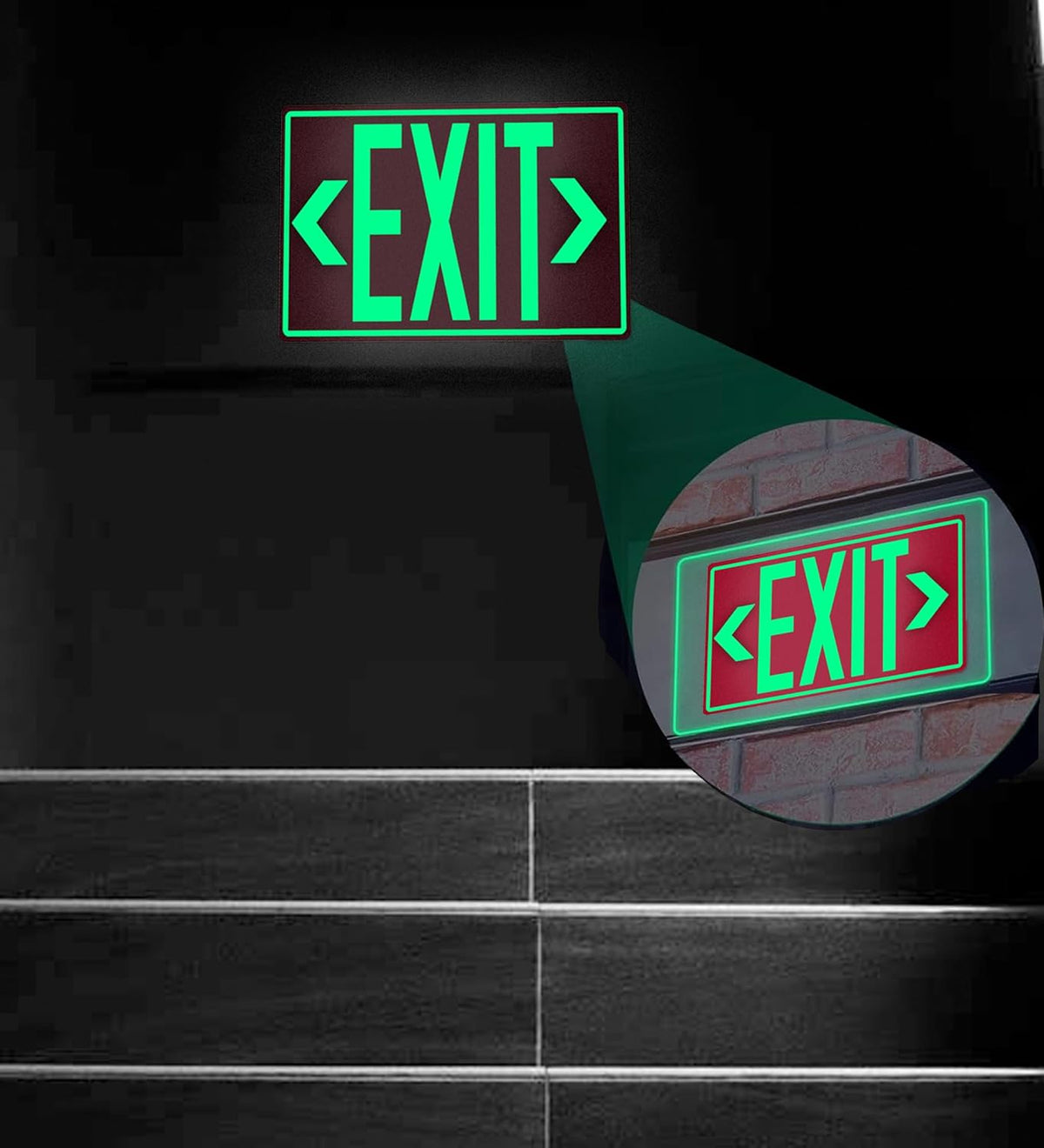 5Pack Photoluminescent Exit Sign, 12"x 7" Glow In The Dark Exit signs with Self-Adhesive Backing