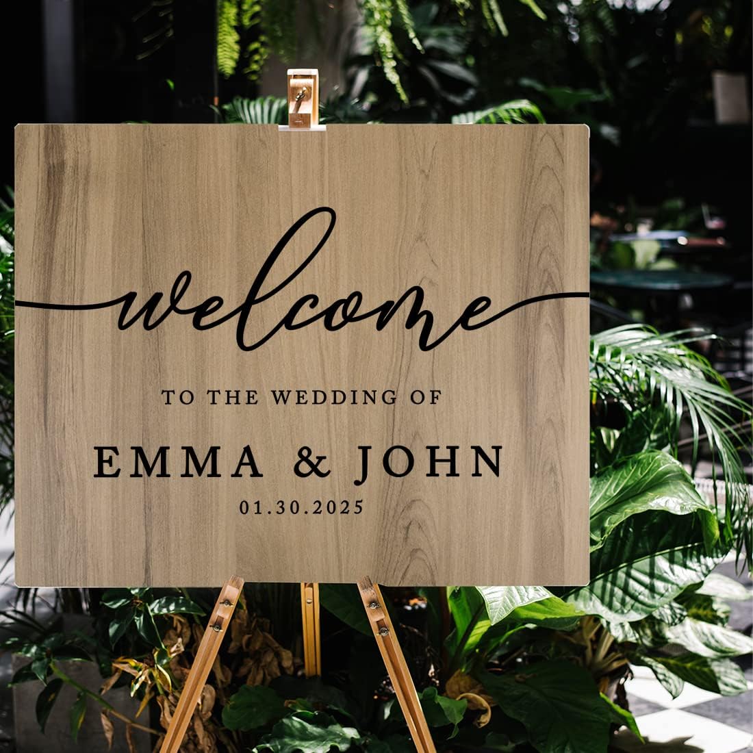 Andaz Press Large Wooden Welcome Sign for Wedding, Rustic Welcome Sign 16" x 20" Custom Names &