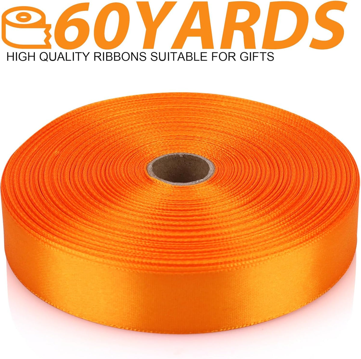 Orange Ribbon 7/8 Inch 60 Yards Satin Craft Ribbon-Single Face Polyester Ribbon for Handmade