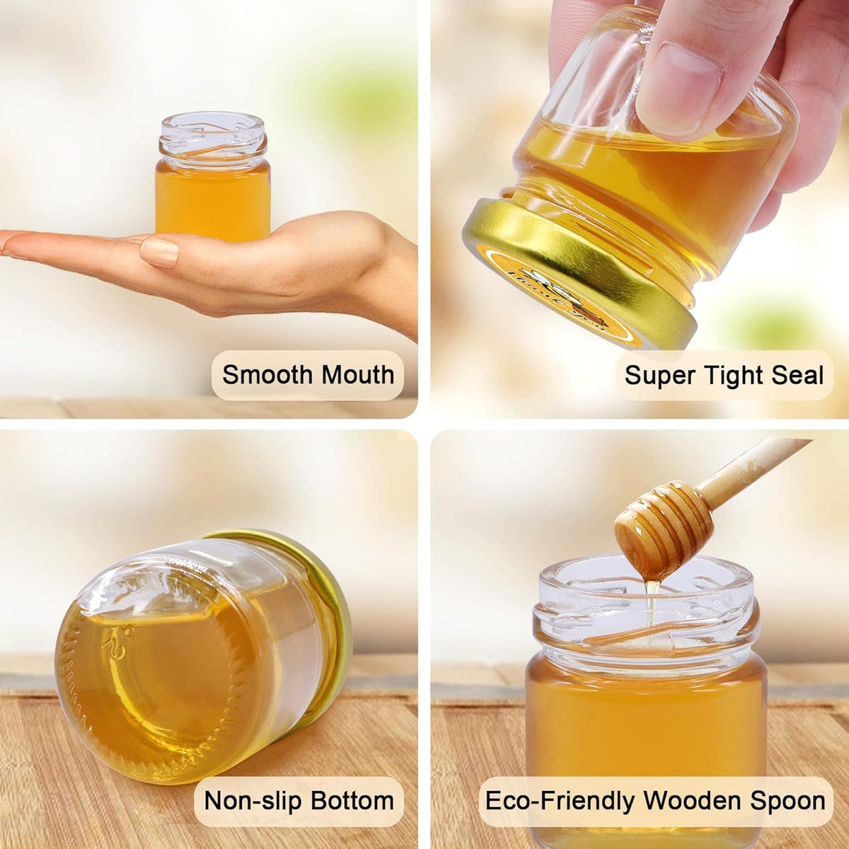 Aliggbent 126 Pack Mini Honey Jars for Party Favors in Bulk, 1.5 oz Small Round Glass Honey Jars