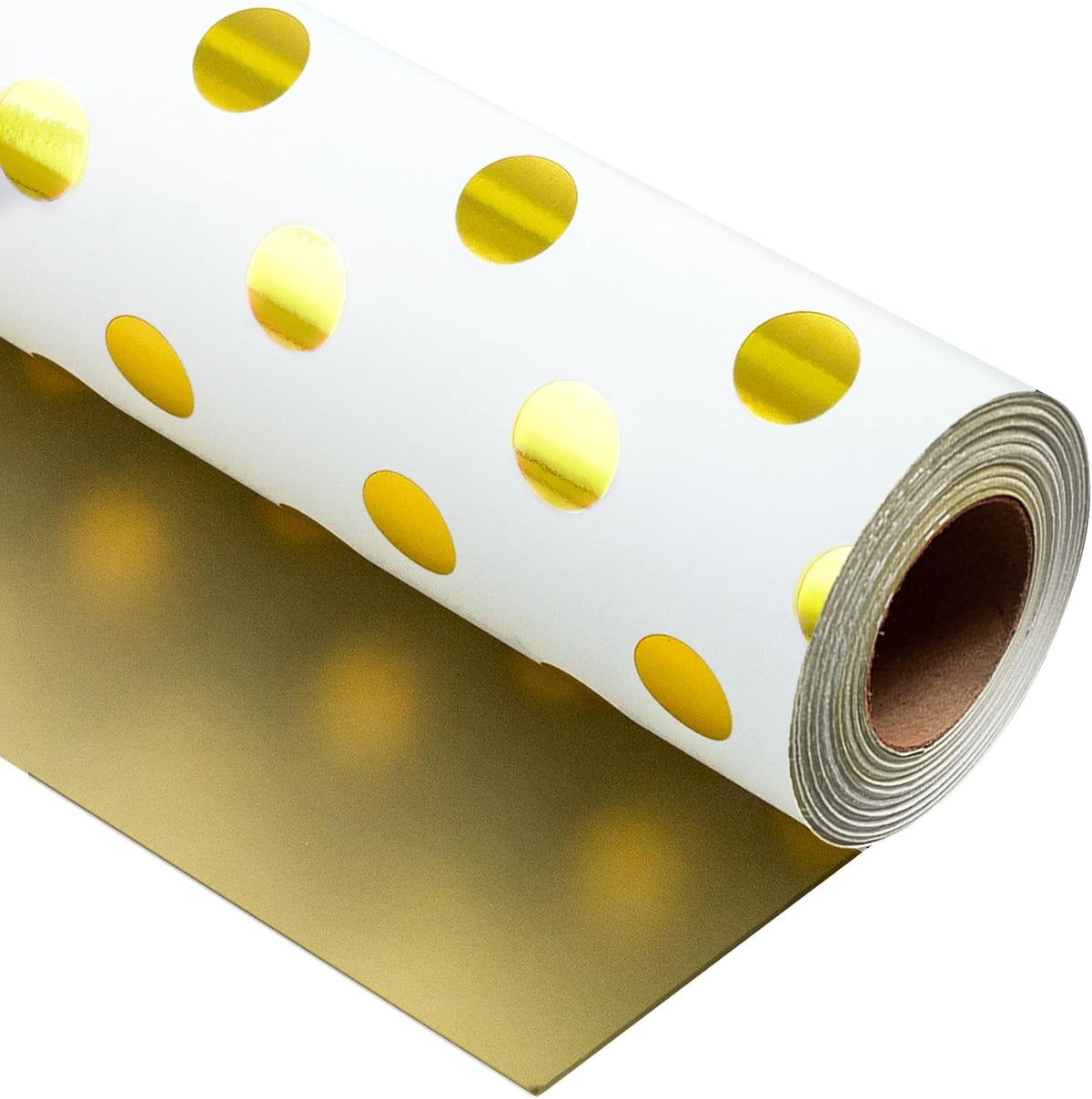 Burymento Platinum Dots Wrapping Paper, Reversible Gold Gift Wrap for Birthday, Valentines, Mothers