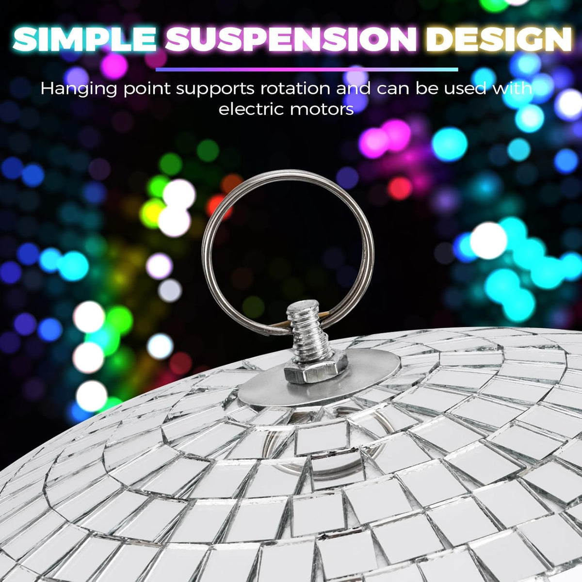 16inch Large Mirror Disco Ball - Hanging Big Disco Ball for Party Decorations, DJ Clubs, Weddings