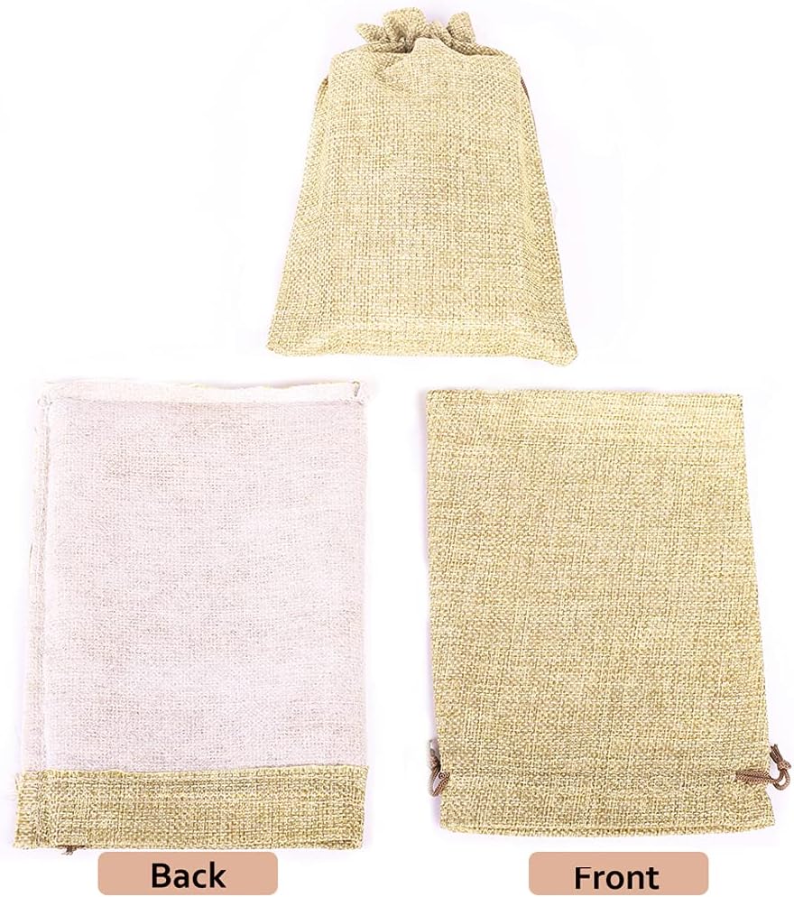 LYSXP 50PCS Burlap Bags with Drawstring，5x7 Inch Cream color Drawstring Gift Bag Jewelry Pouches