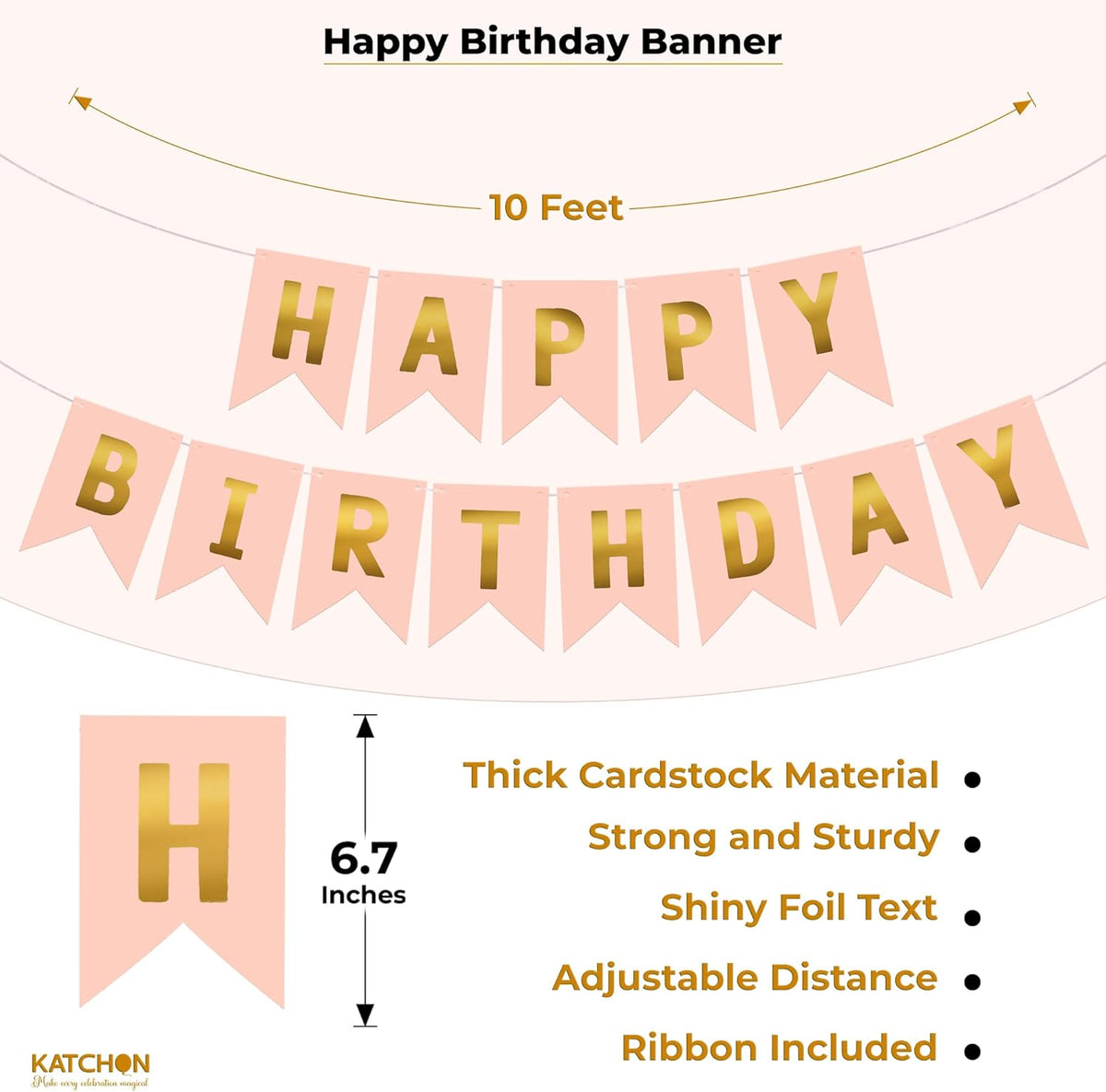 KatchOn, Pink Birthday Decorations Set – Pack of 42 | Happy Birthday Banner & Lip Decor | Happy