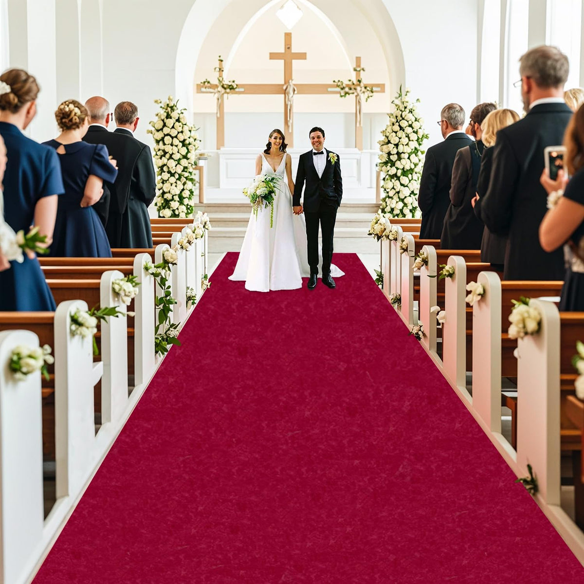 MODFUNS Aisle Runners for Weddings Burugndy Aisle Runner Rug 4FTx20FT Wedding Carpet Aisle Runner