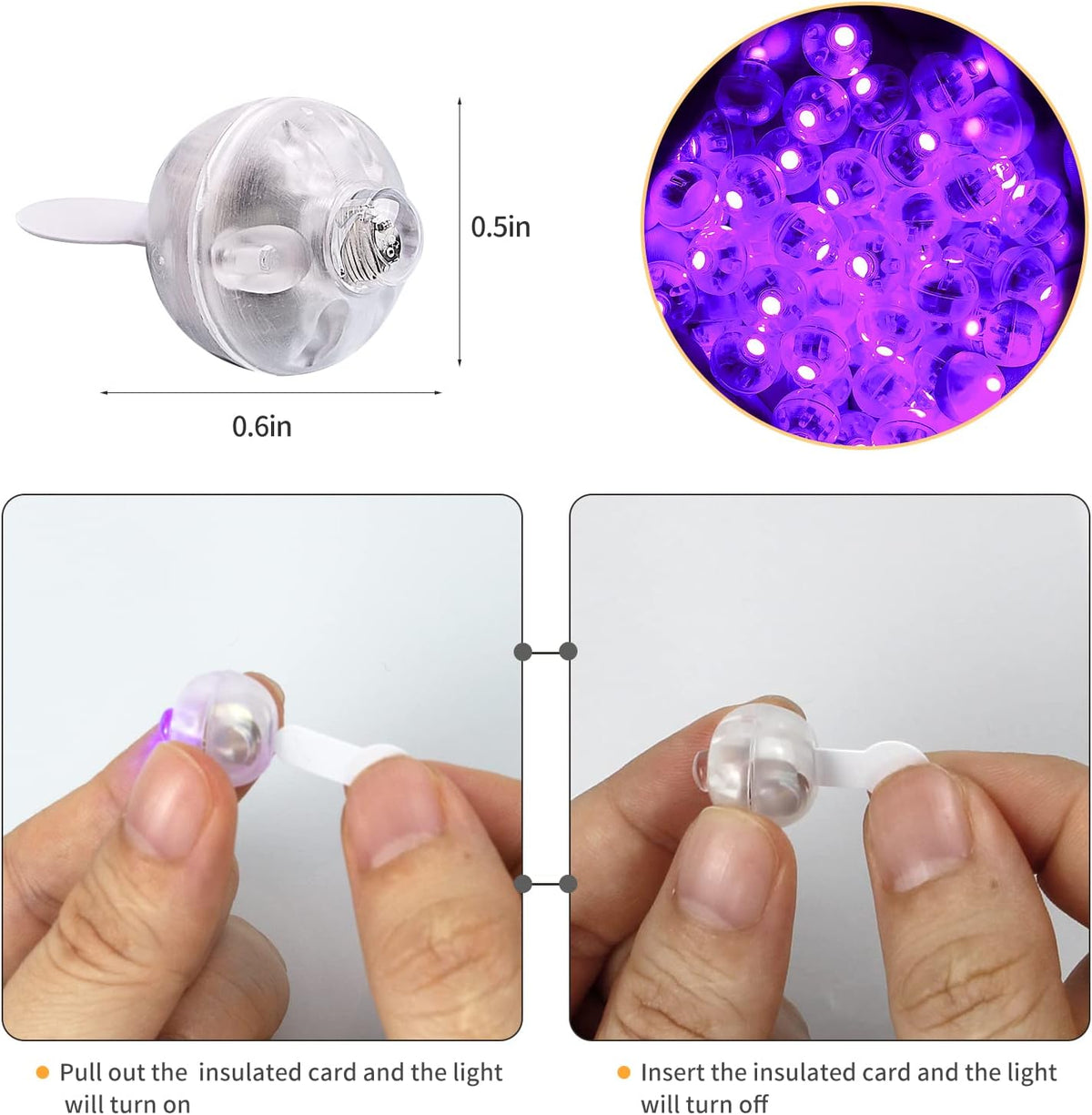 50pcs LED Purple Balloon Light, Round Led Mini LED Lights for Paper Lantern Balloon Indoor Outdoor
