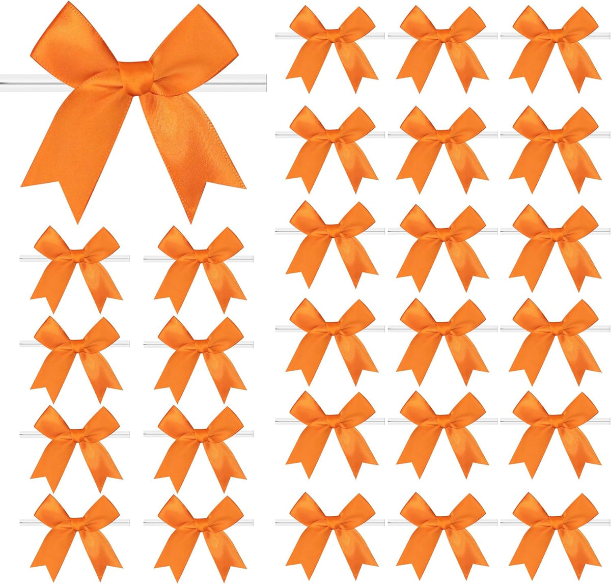 50 PCS Twist Tie Bows Satin Ribbon Bows 3.3 Inch Gift Wrap Bows Craft Bows for Gift Wrapping, Party