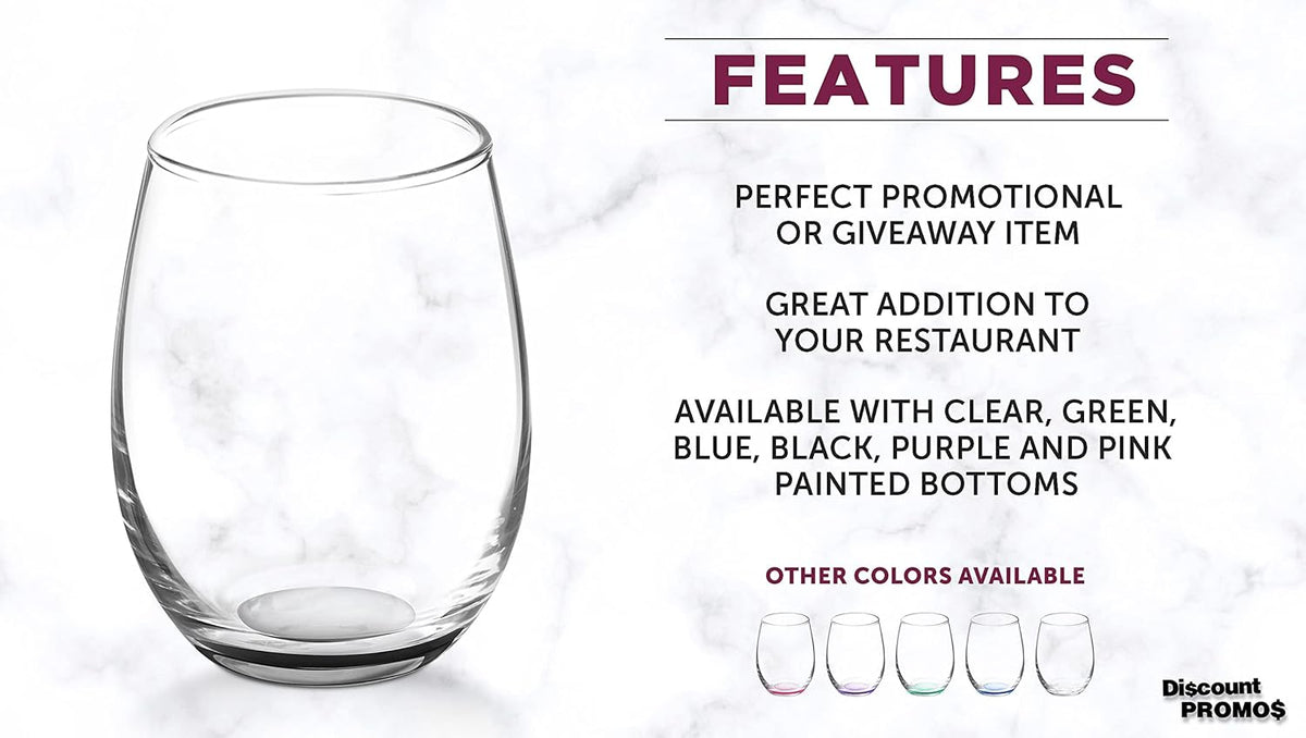 DISCOUNT PROMOS Stemless Wine Glasses by ARC 5.5 oz. Set of 12, Bulk Pack - Perfect for Hotel, Bar