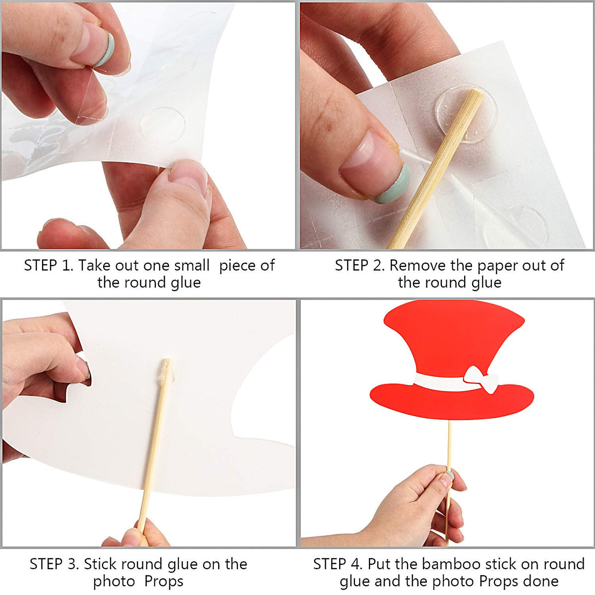 Gejoy 60 Pcs Photo Booth Props DIY Kit Funny Selfie Props Accessories for Grad Wedding Prom Party