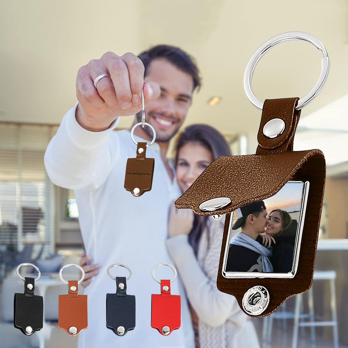 Personalized Custom Keychain with Picture - Turnable Double Sided Colorful Photo Key chains