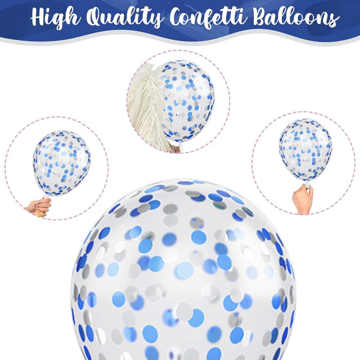 Navy Blue and Silver Balloons, Pearl Navy Blue Metallic Silver Latex Balloons Set Decor with 12