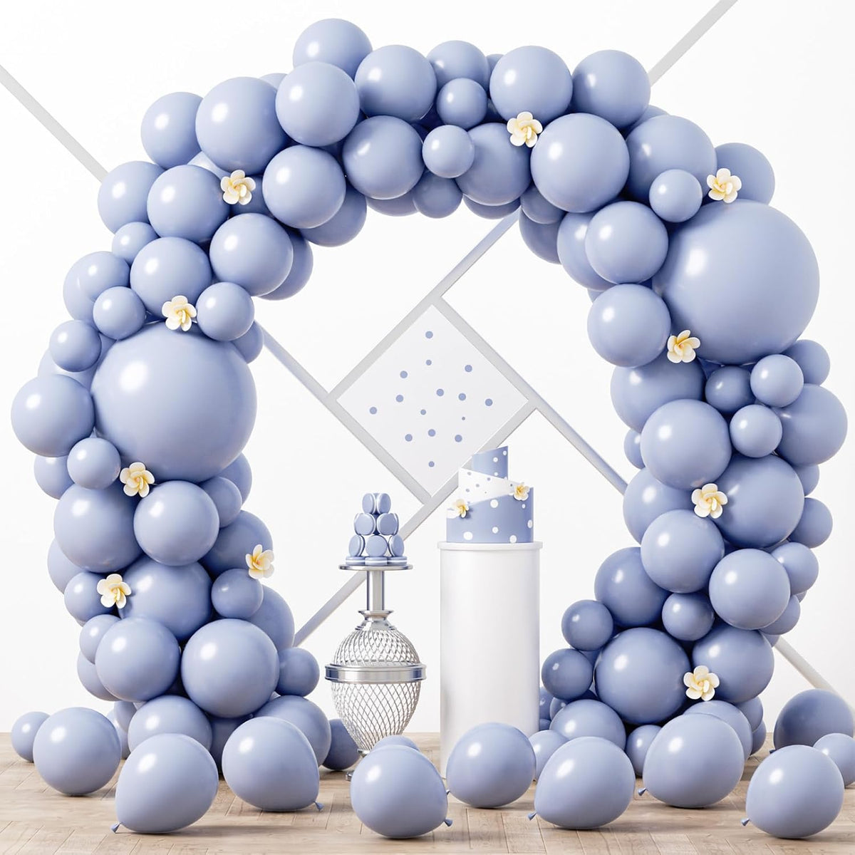 90pack Dusty Blue Balloons Different Size 18/12/10/5 Inch Dusty Blue Balloon Garland Arch Kit for
