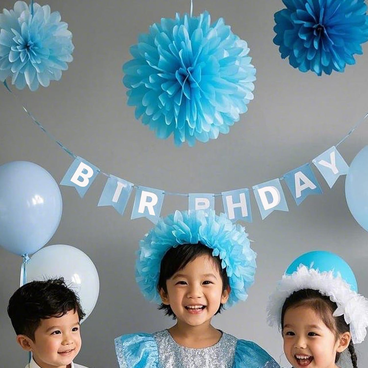 Capesaro Blue Paper Pom Poms - 10",12" Tissue Pom Poms Decorations for Baby Shower Boy Party