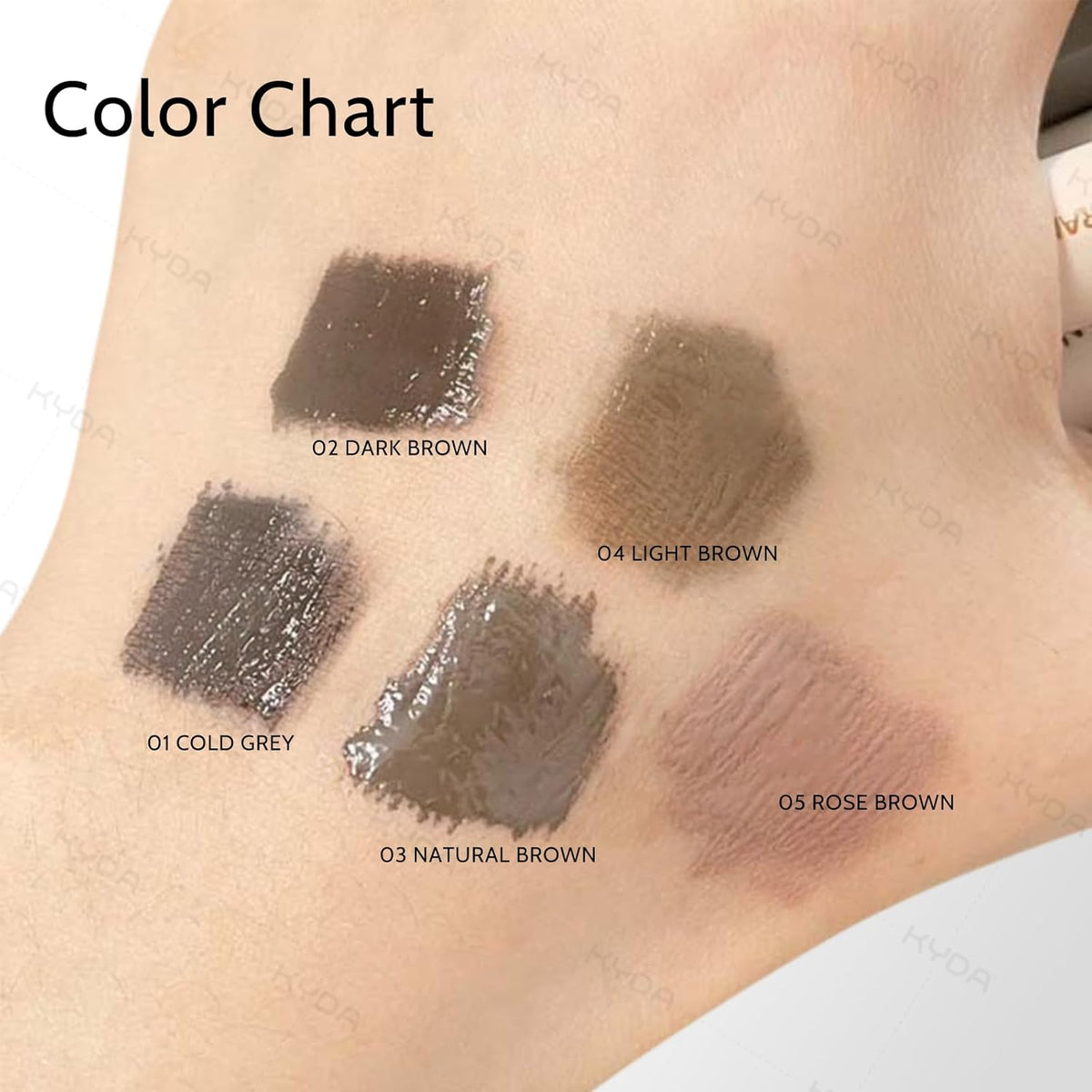 KYDA 2 Pcs Tinted Eyebrow Cream, Ultra-Fine Brush Tinted Brow Gel, Waterproof Smudgeproof Eyebrow