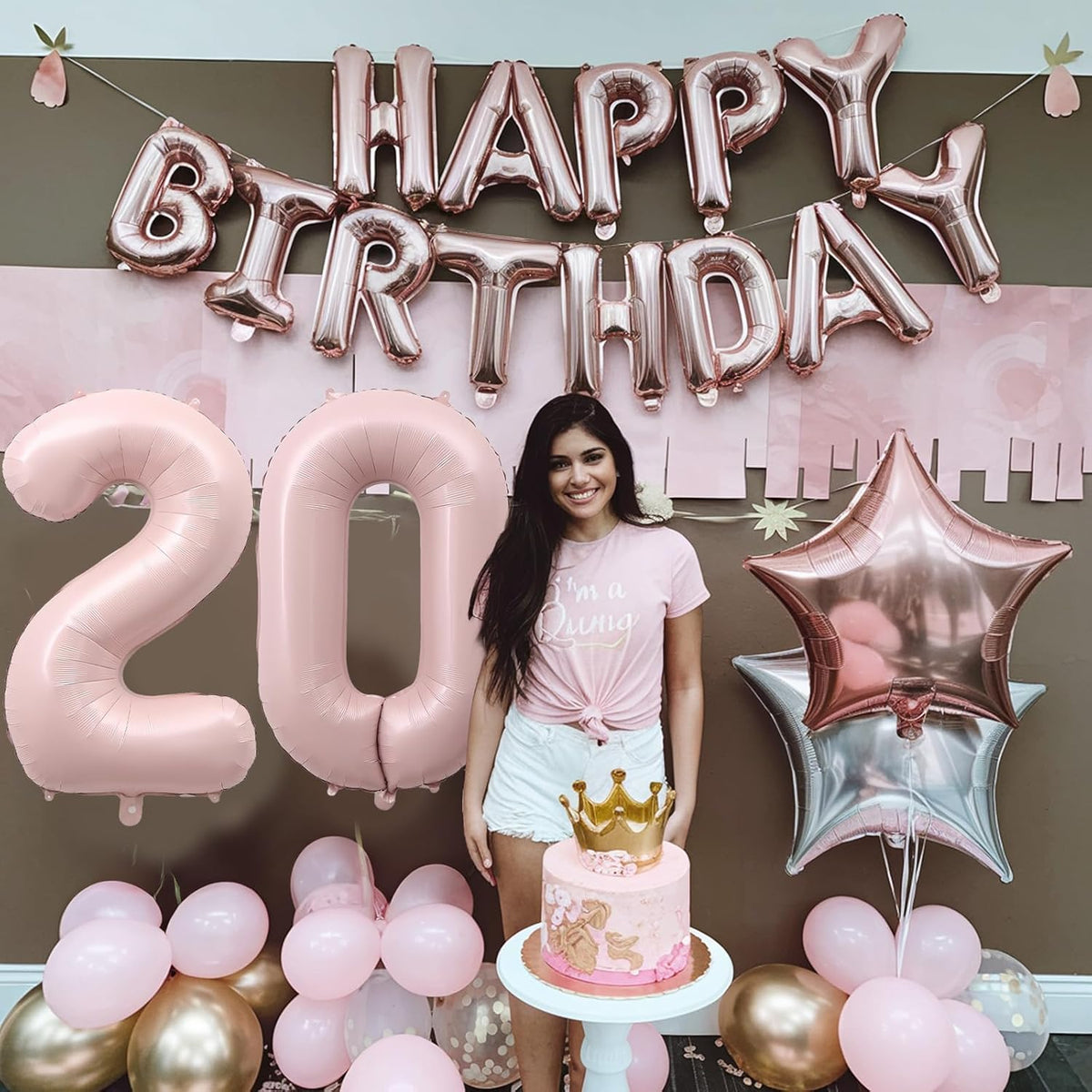 40 Inch Balloon Number 0 Pastel Pink, Large Foil Dusty Retro Pink Number Balloons Set 0-9 for