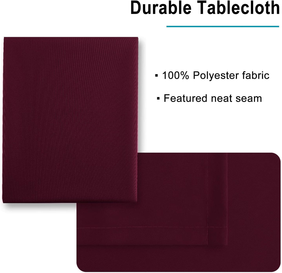 Hiasan Burgundy Rectangle Tablecloth - Waterproof Washable Polyester Fabric Table Cloth for Party