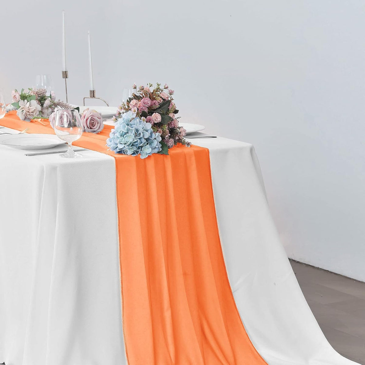 2 Pack 10Ft Chiffon Orange Table Runner Sheer 29x120 Inch for Romantic Wedding Decor Bridal & Baby