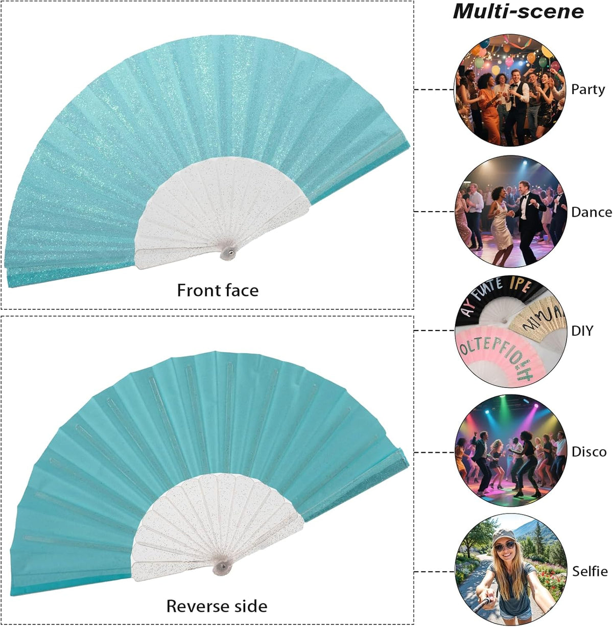 24 Pack Handheld Fan,Folding Hand Glitter Fan with Shining Transparent Fan Rib – Ideal for Wedding