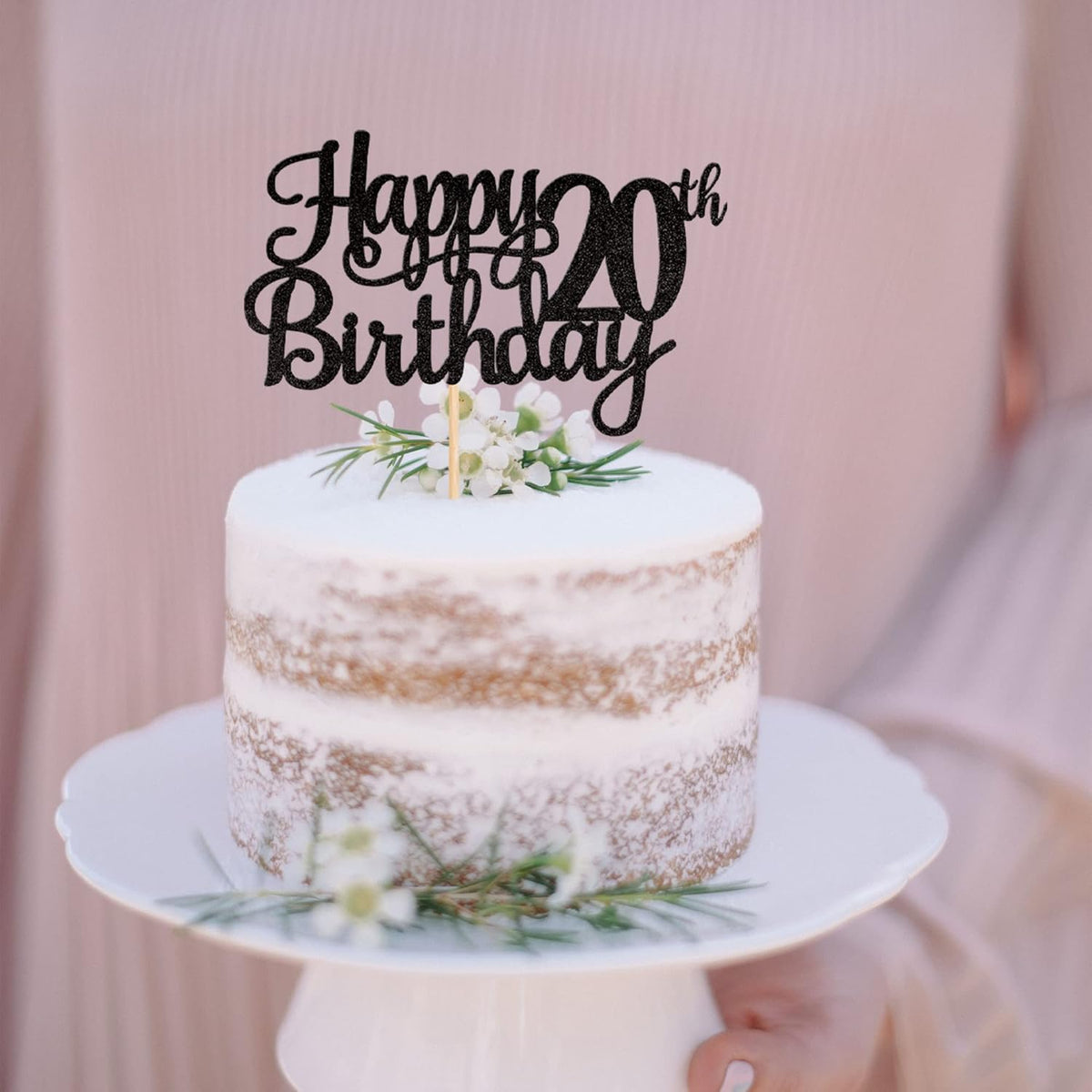 1 PCS Happy 20th Birthday Cake Topper Glitter Cheers to 20 Years Birthday Cake Pick Twenty 20