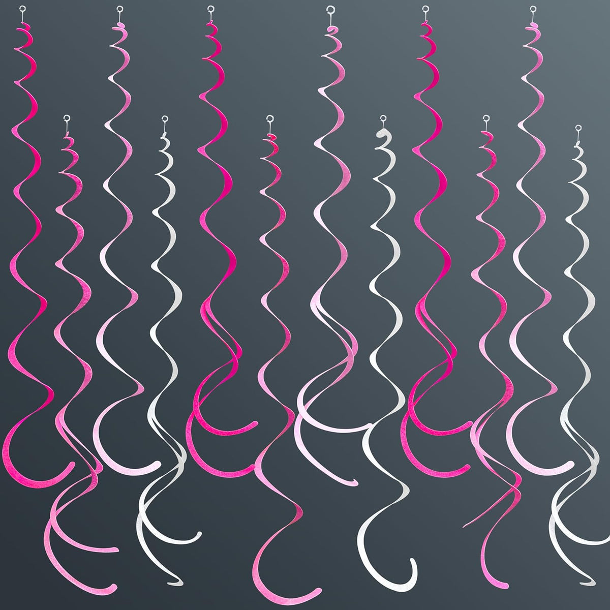 36 Pcs Hot Pink Hanging Swirl Decorations Ombre Pink White Felt Swirl Streamer Spiral Ceiling
