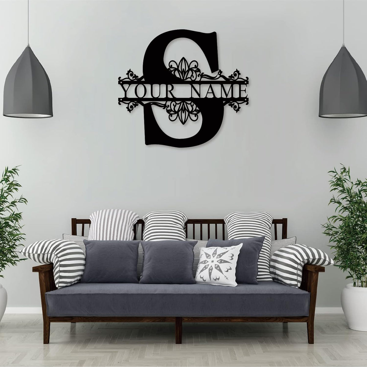 Personalized Metal Name Sign - Outdoor Name Sign - Last Name Signs - Custom Metal Monogram Sign