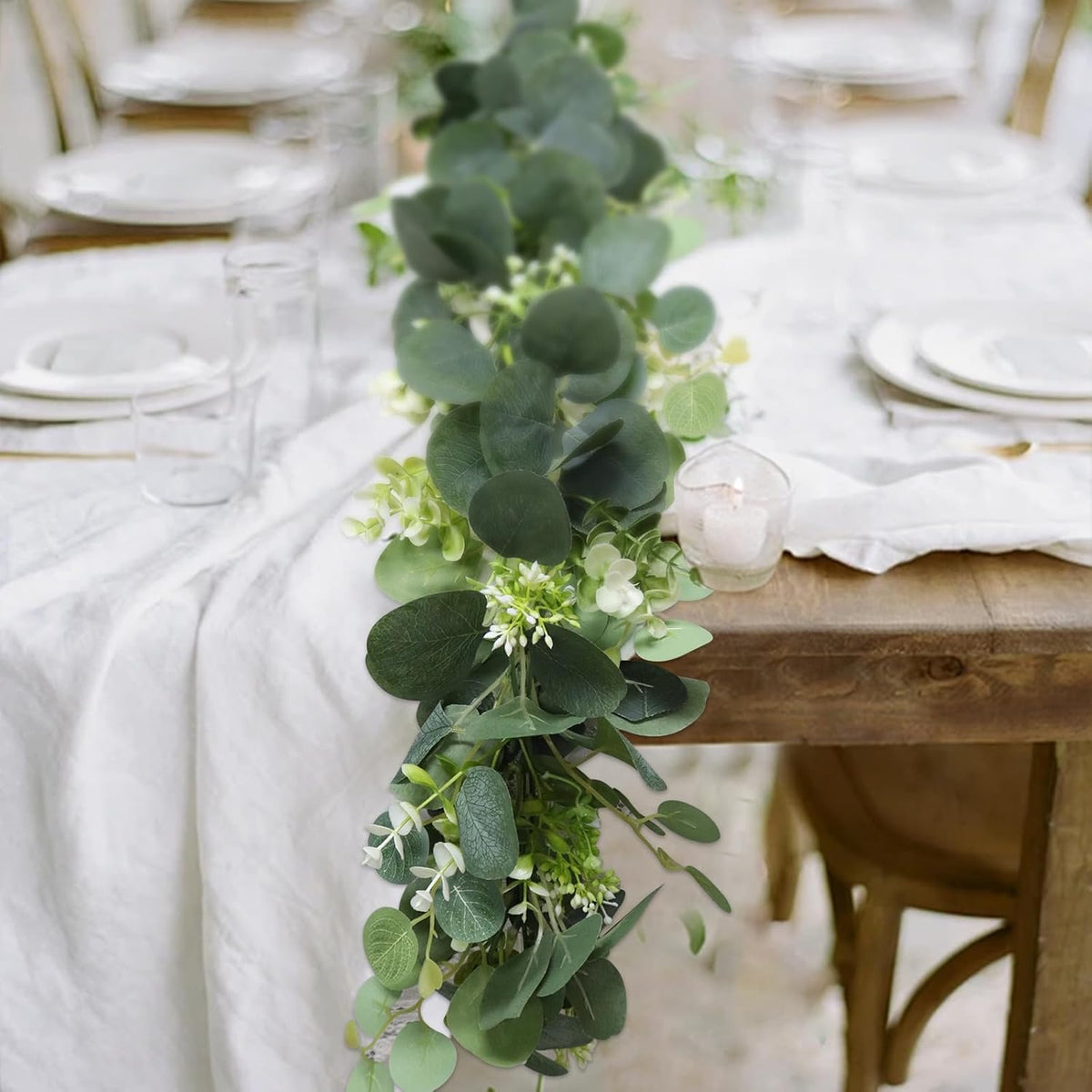 MAKHOT 5.9FT Eucalyptus Garland, Artificial Greenery Garland Flower, Green SpringGarland Wreath