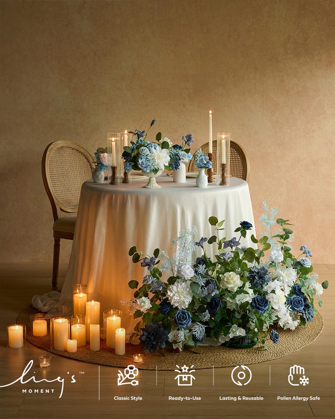 Ling's Moment 17.5" Tall Standing Artificial Flowers Arrangements 4 pcs Wedding Aisle Runner Chair