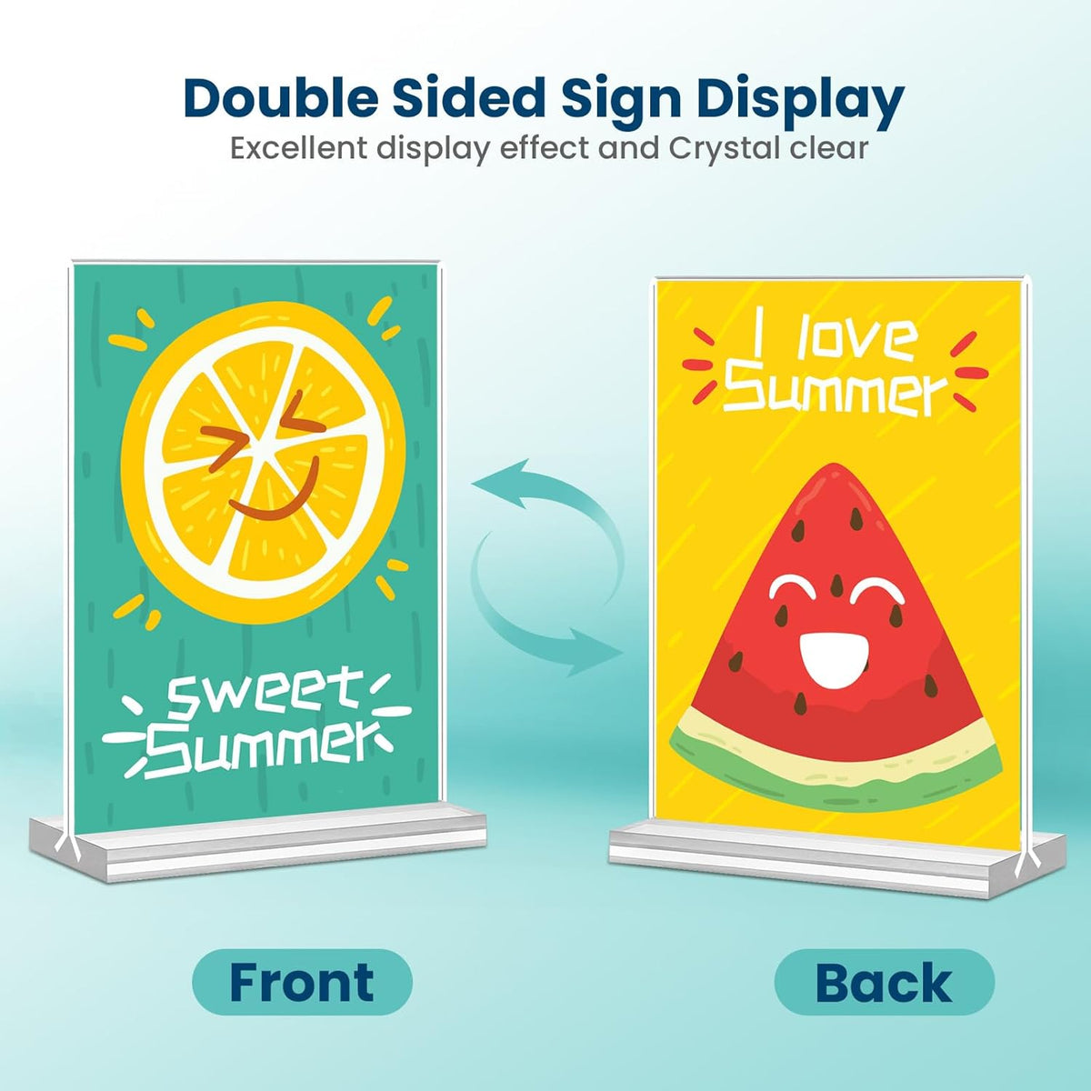 Acrylic Sign Holder, 5x7, 15 Pack Vertical Clear Table Menu Display, Double Sided, Plastic Stand