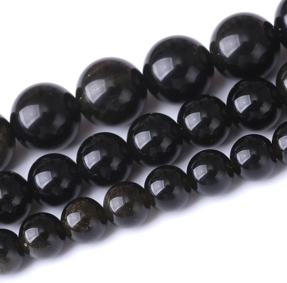Gold Obsidian Stone Beads for Jewelry Making DIY Craft Gemstone Beads Kit (8mm, 45pcs) Cosmic