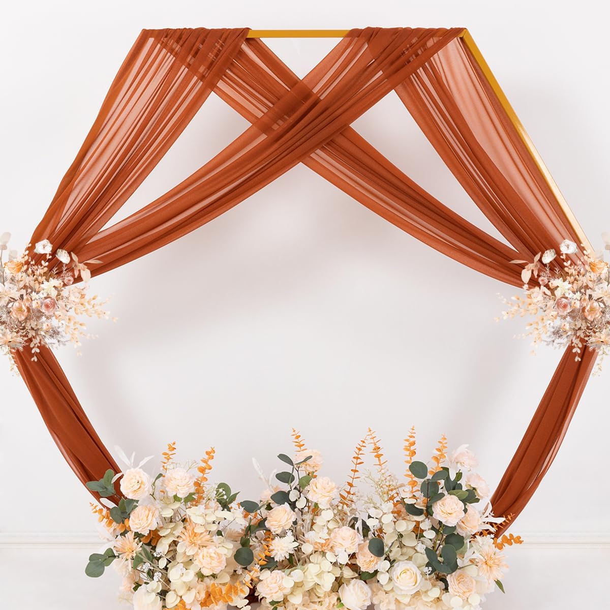 MLMC Terracotta Wedding Arch Draping Fabric 2 Panels 29" x 20 FT Extra Long Gauze Drapes Sheer