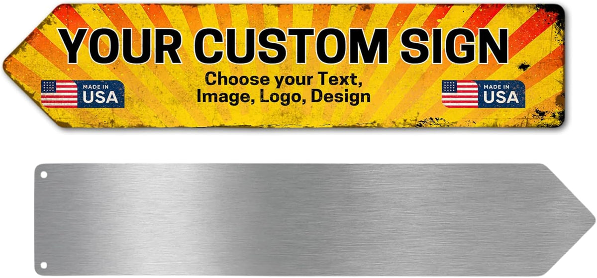 Custom Left Arrow Metal Sign by DC | Directional Signs for Indoor & Outdoor Use | Personalized